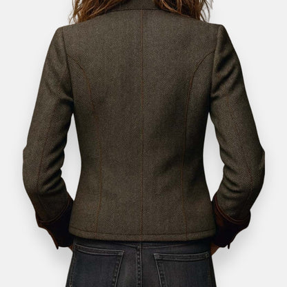 Tailored tweed velvet-detail jacket for women | Corrie -4