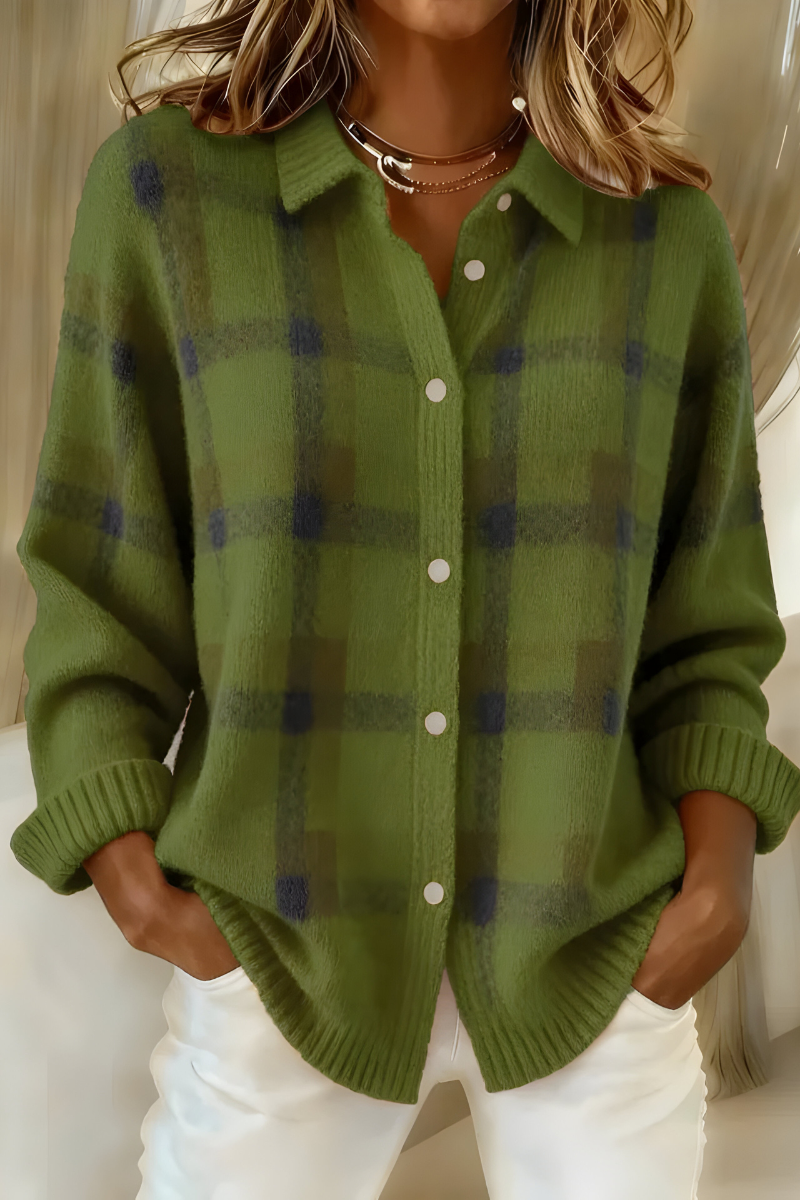 Snug Plaid knit cardigan for women | Anna