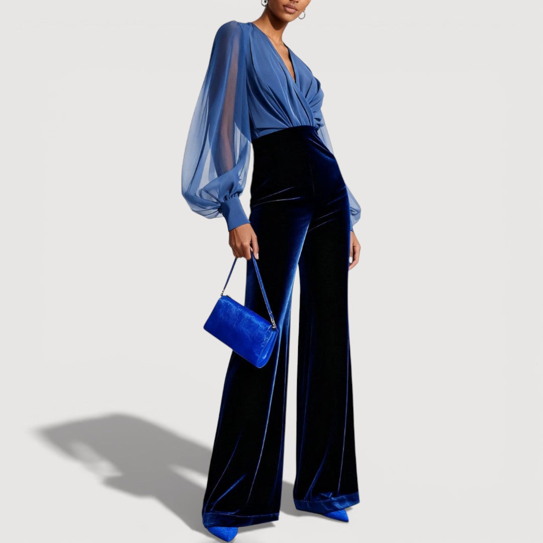 Elegant sheer-sleeve two-piece co-ord set for women | Zaira -4