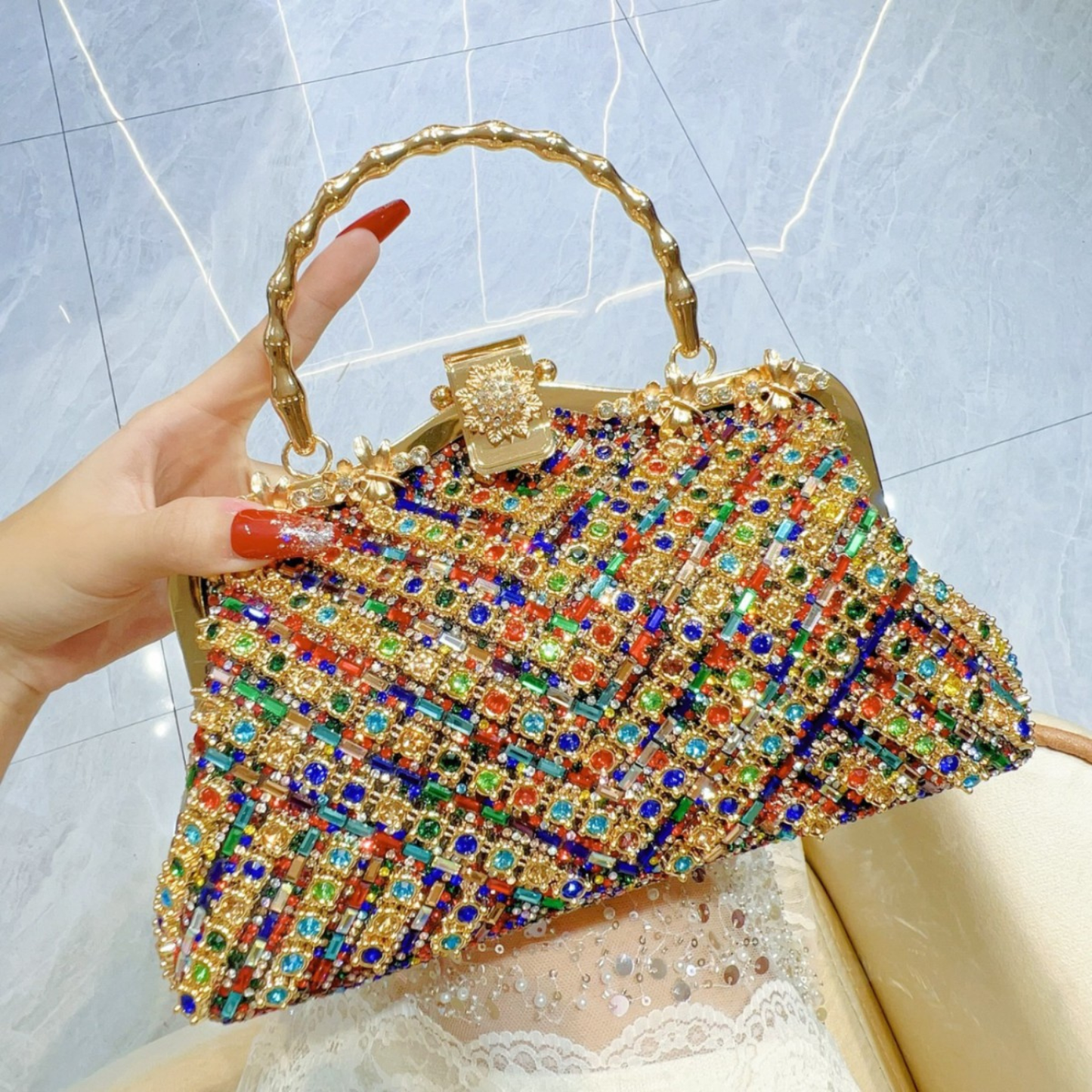 Luxurious structured vellum finish shoulder bag for women | Noble Vellum -7