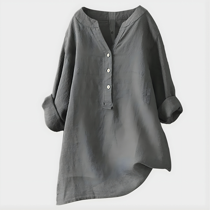 Gathered Elegant V-neck blouse for women | Virelle