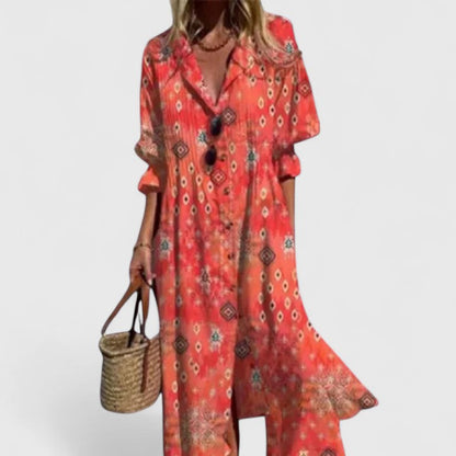Elegant relaxed boho dress for women | Paula -6