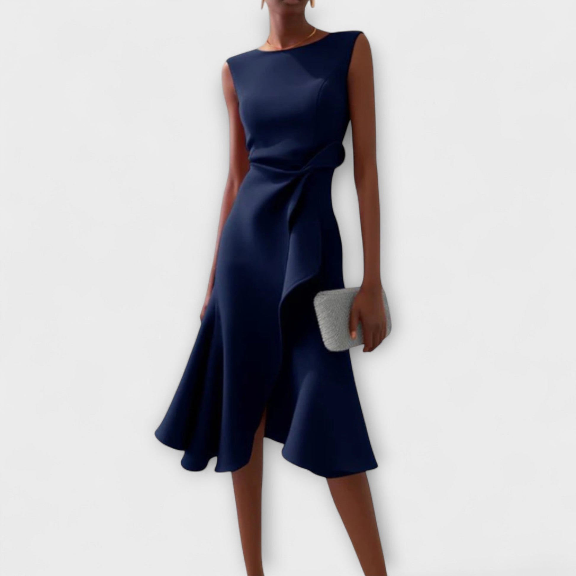 Draped asymmetric everyday midi dress for women | Sheila -2