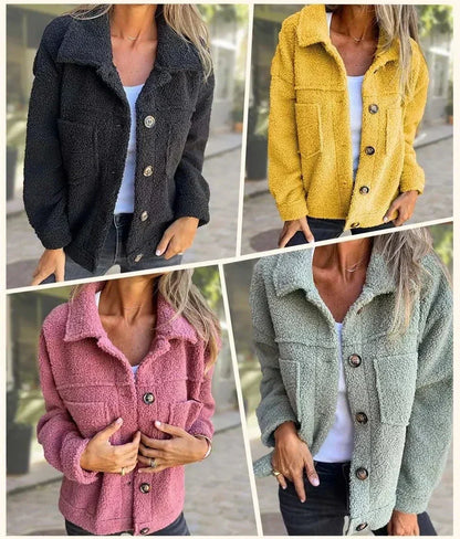 Cosy relaxed button-front casual jacket for women | Lorna -6