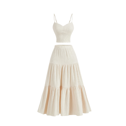 Structured Crop cami top and A-line skirt set for women | Avina