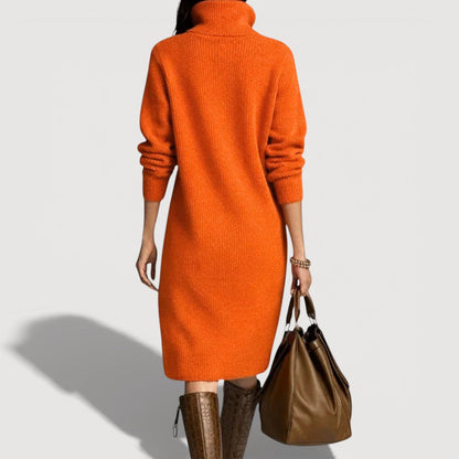 Cosy knit buttoned-collar midi dress for women | Alessia -3