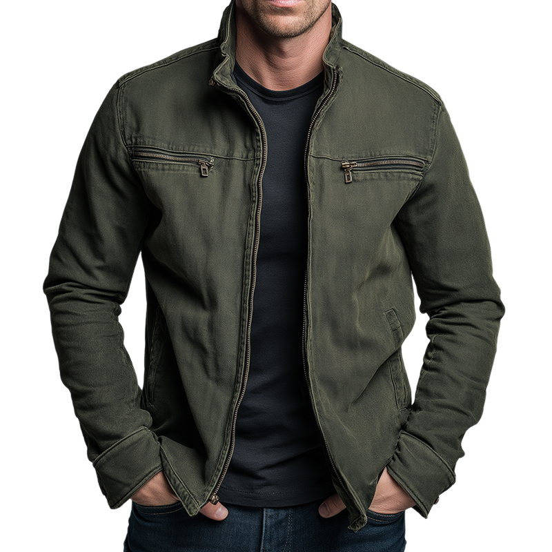 Vintage style relaxed zip-up jacket for men | Denvera -1