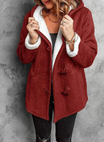 Warm hooded toggle detail winter coat for women | Arwelyn -4
