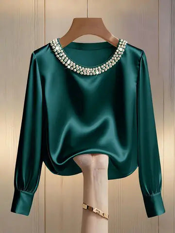 Elegant round-neck everyday top for women | Perlisse -6