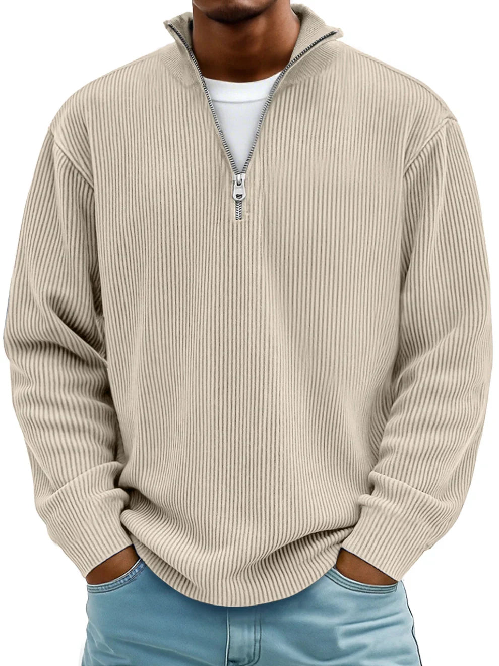 Warm classic half-zip knit sweater for men | Calix -7