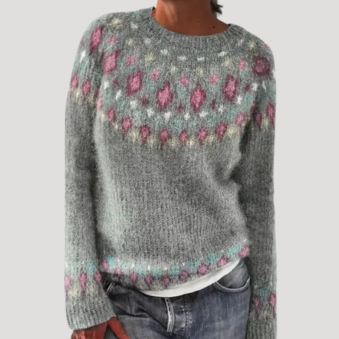 Woven Patterned knitted winter sweater for women | Marielle