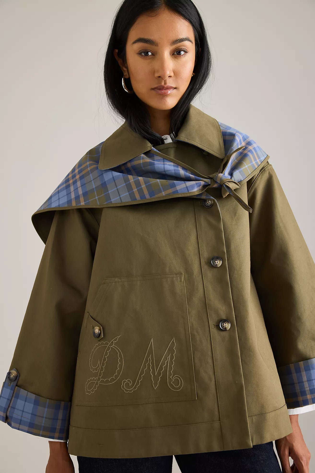 Reversible crop trench jacket for women | Olivia -1
