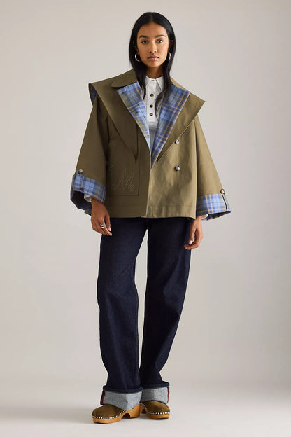 Reversible crop trench jacket for women | Olivia -2