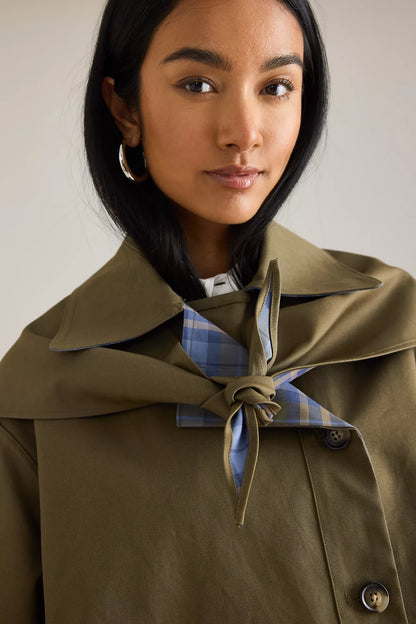 Reversible crop trench jacket for women | Olivia -3