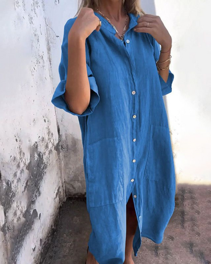 Boho relaxed casual shirt dress for women | Valerie -3