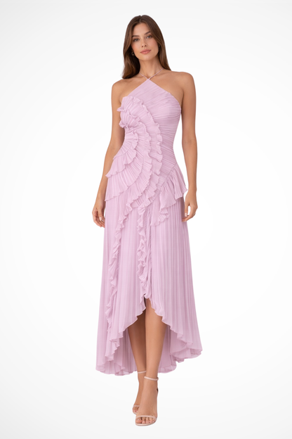 Halter backless ruffled maxi summer dress for women | Imogen -4