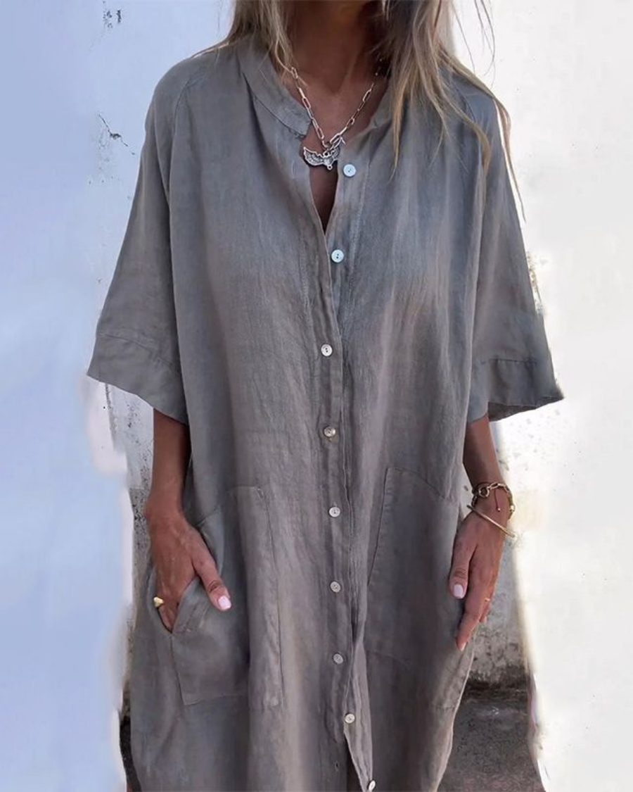 Boho relaxed casual shirt dress for women | Valerie -1