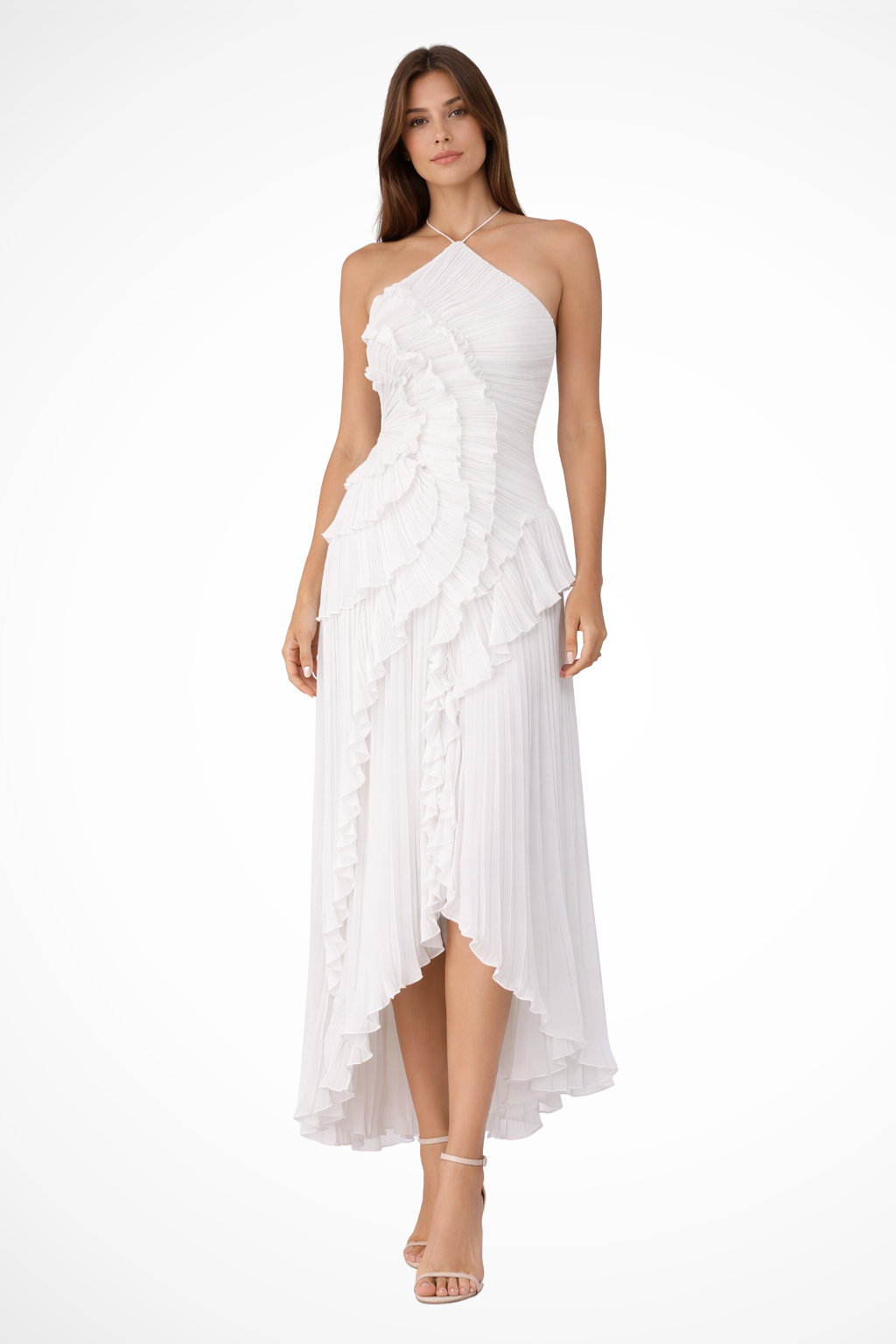Halter backless ruffled maxi summer dress for women | Imogen -3
