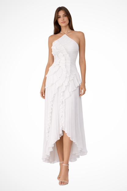 Halter backless ruffled maxi summer dress for women | Imogen -3