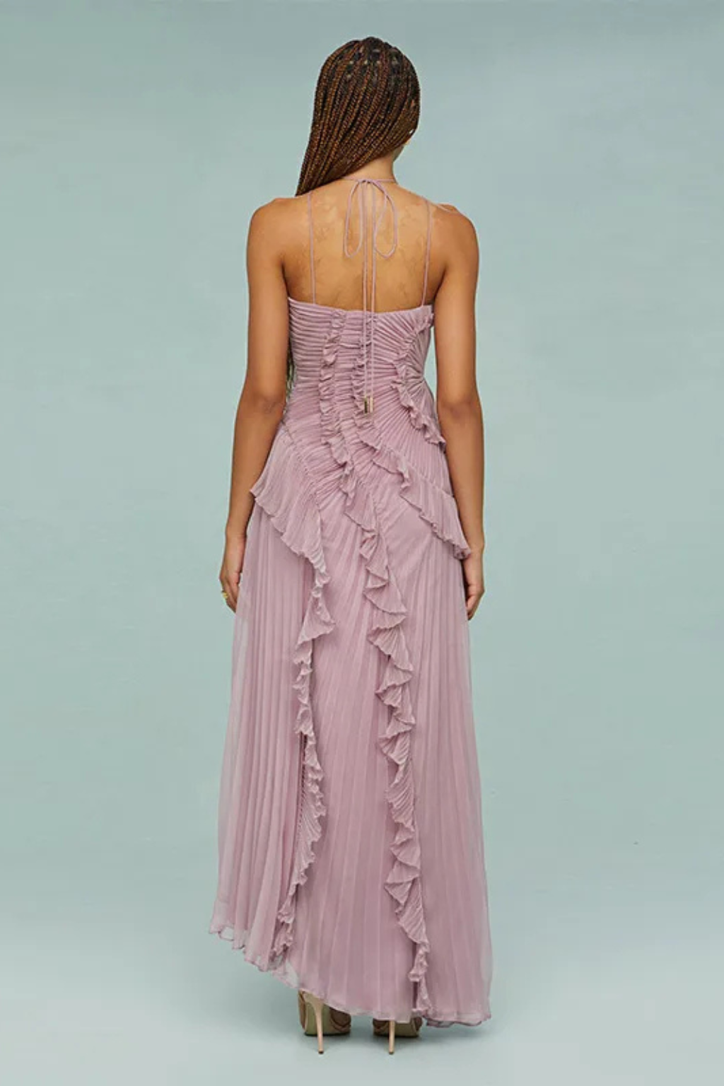 Halter backless ruffled maxi summer dress for women | Imogen -9