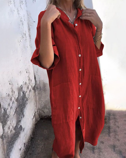 Boho relaxed casual shirt dress for women | Valerie -6