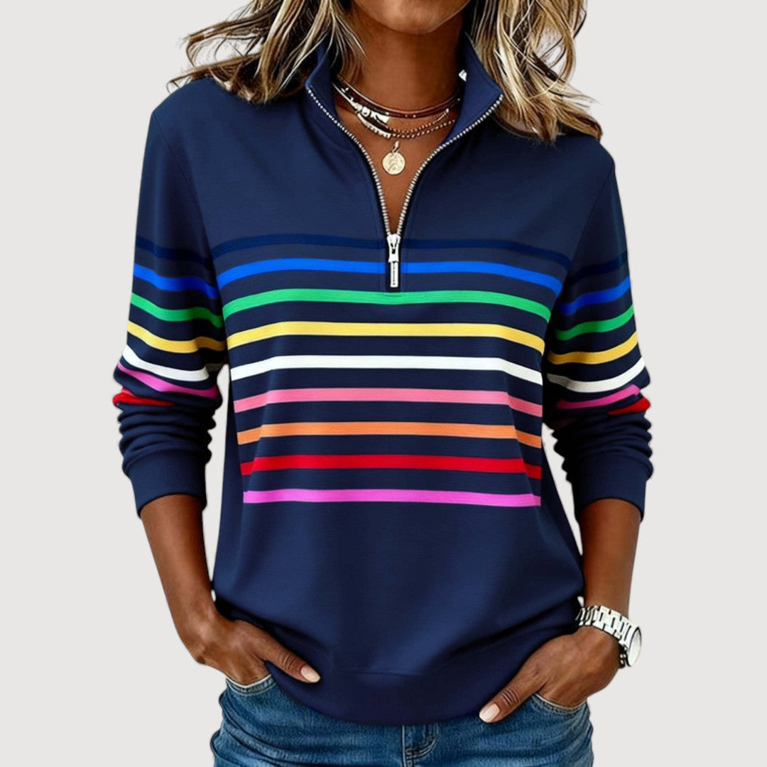 Relaxed casual zip-neck everyday top for women | Laica -2