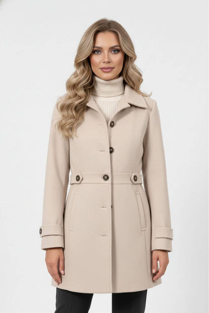 Elegant structured buttoned winter coat for women -4