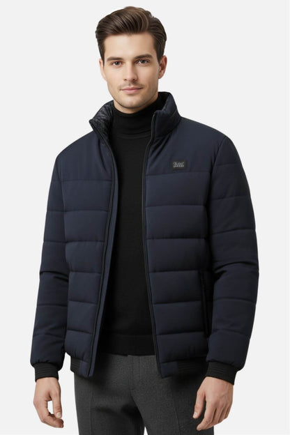 Stand-collar fleece-lined puffer jacket for men -4