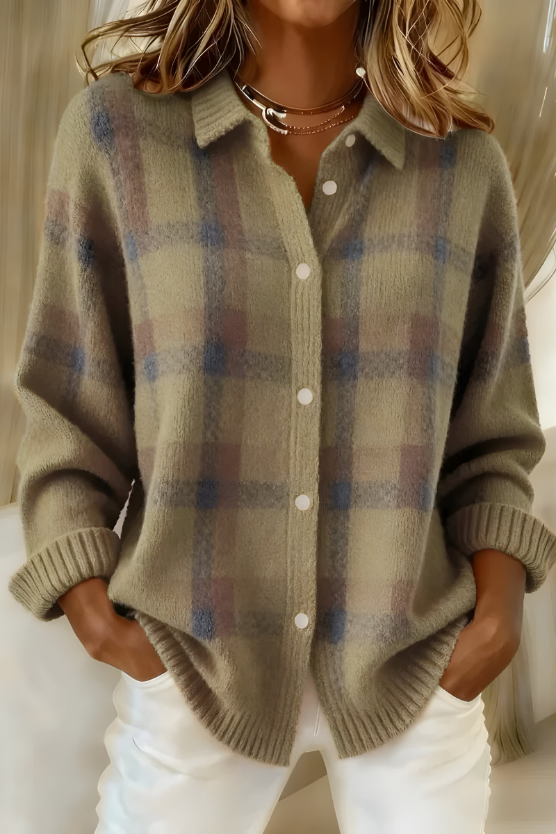 Snug Plaid knit cardigan for women | Anna
