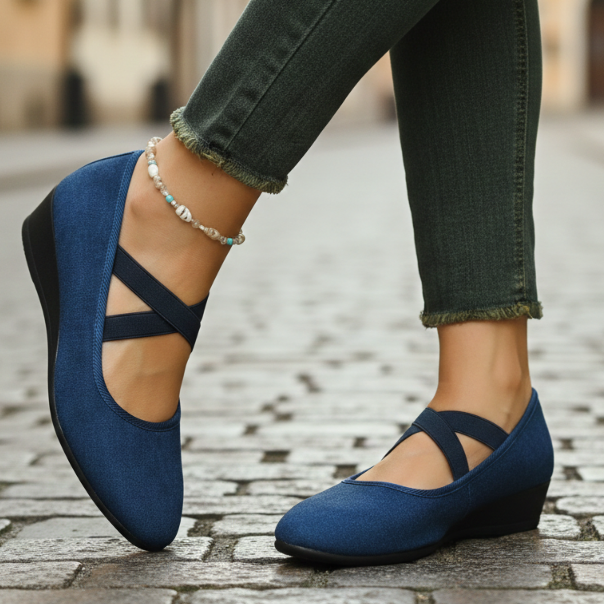 Orthopedic wedge shoes with elastic straps for women -6