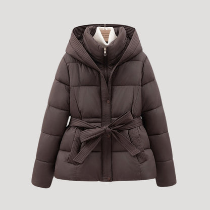 Street Belted hooded puffer jacket for women | Elara