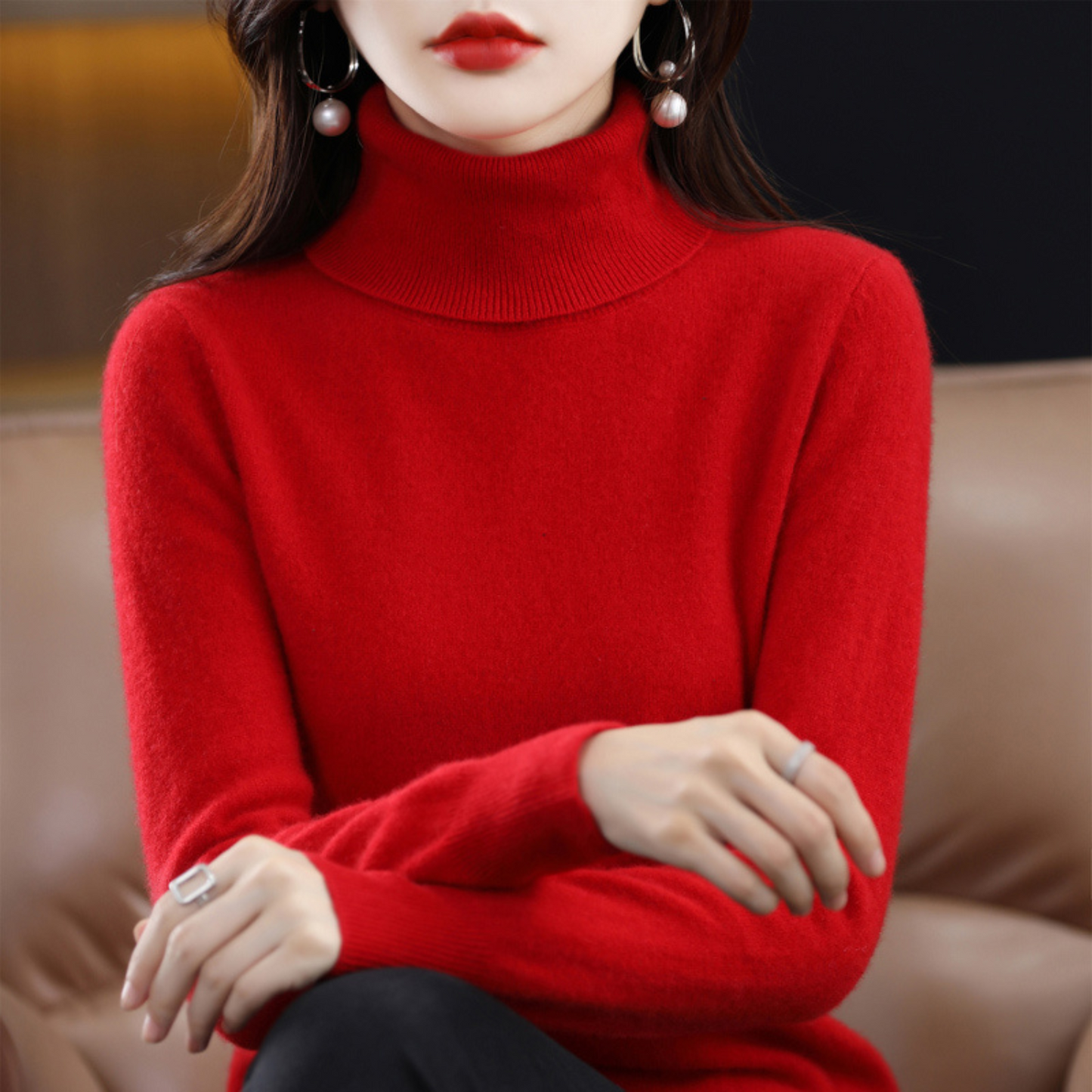 Soft cashmere turtleneck jumper for women | Elena -8