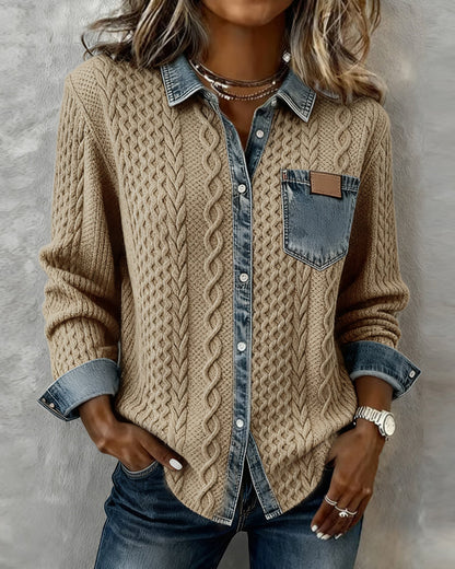 Classic knitted denim-look everyday jumper for women | Juliane -9