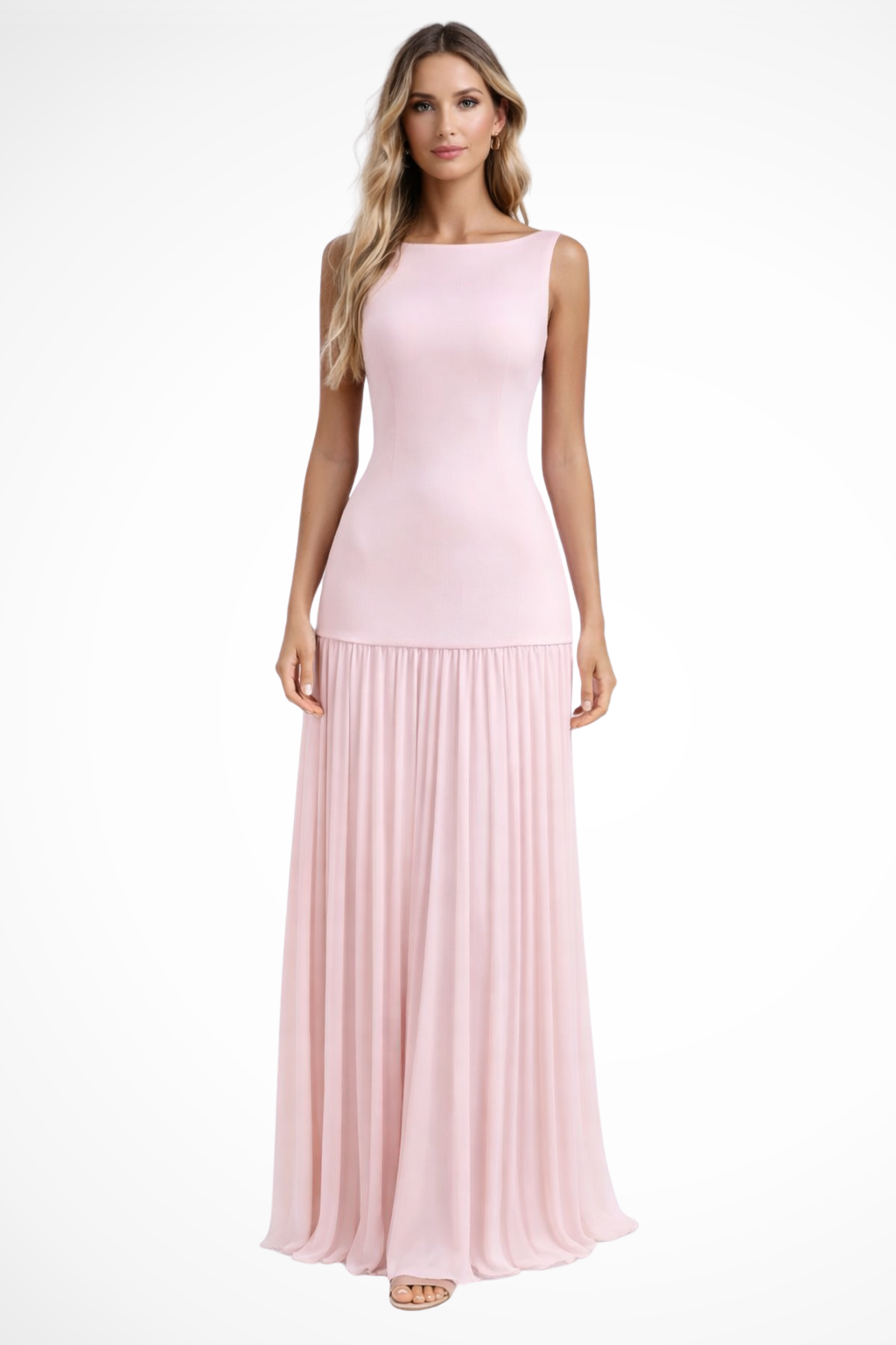 Elegant pleated formal maxi dress for women | Eline -3