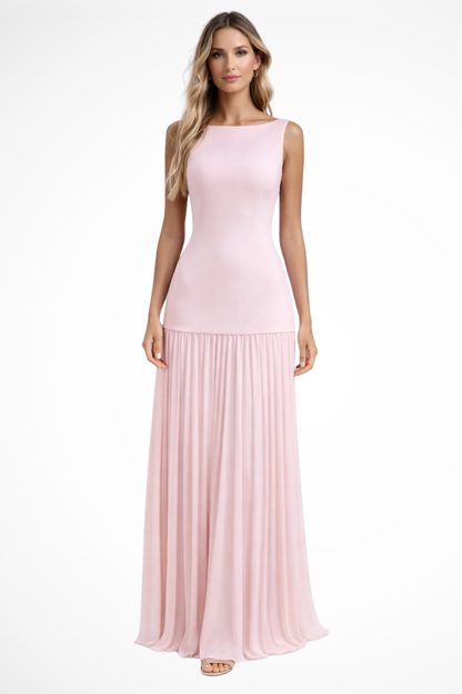 Elegant pleated formal maxi dress for women | Eline -3