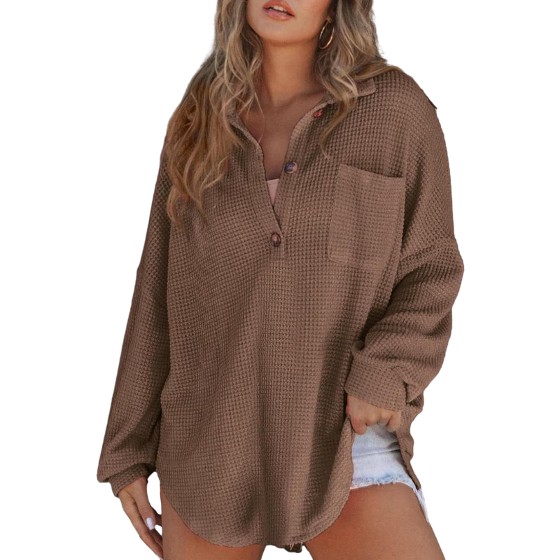 Textured Lightweight V-neck tunic blouse for women | Kathryn