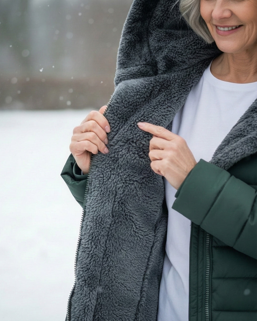 Layered Fleece-lined puffer coat with A-line silhouette for women | Jami