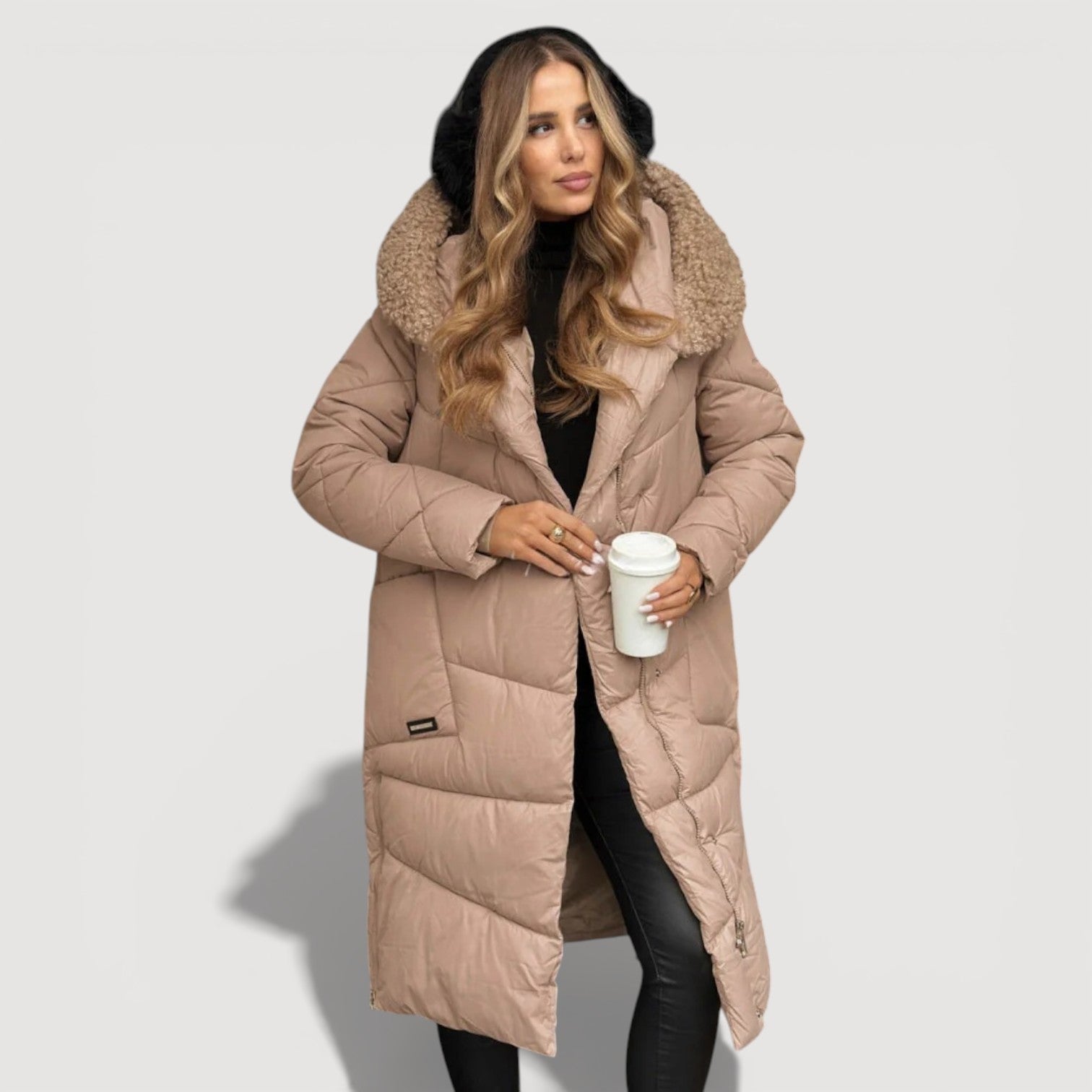 Warm long puffer coat for women | Hilda -2