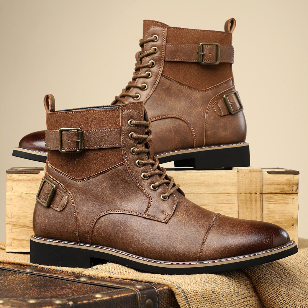 Rugged side-zip leather boots for men | Xavier -4