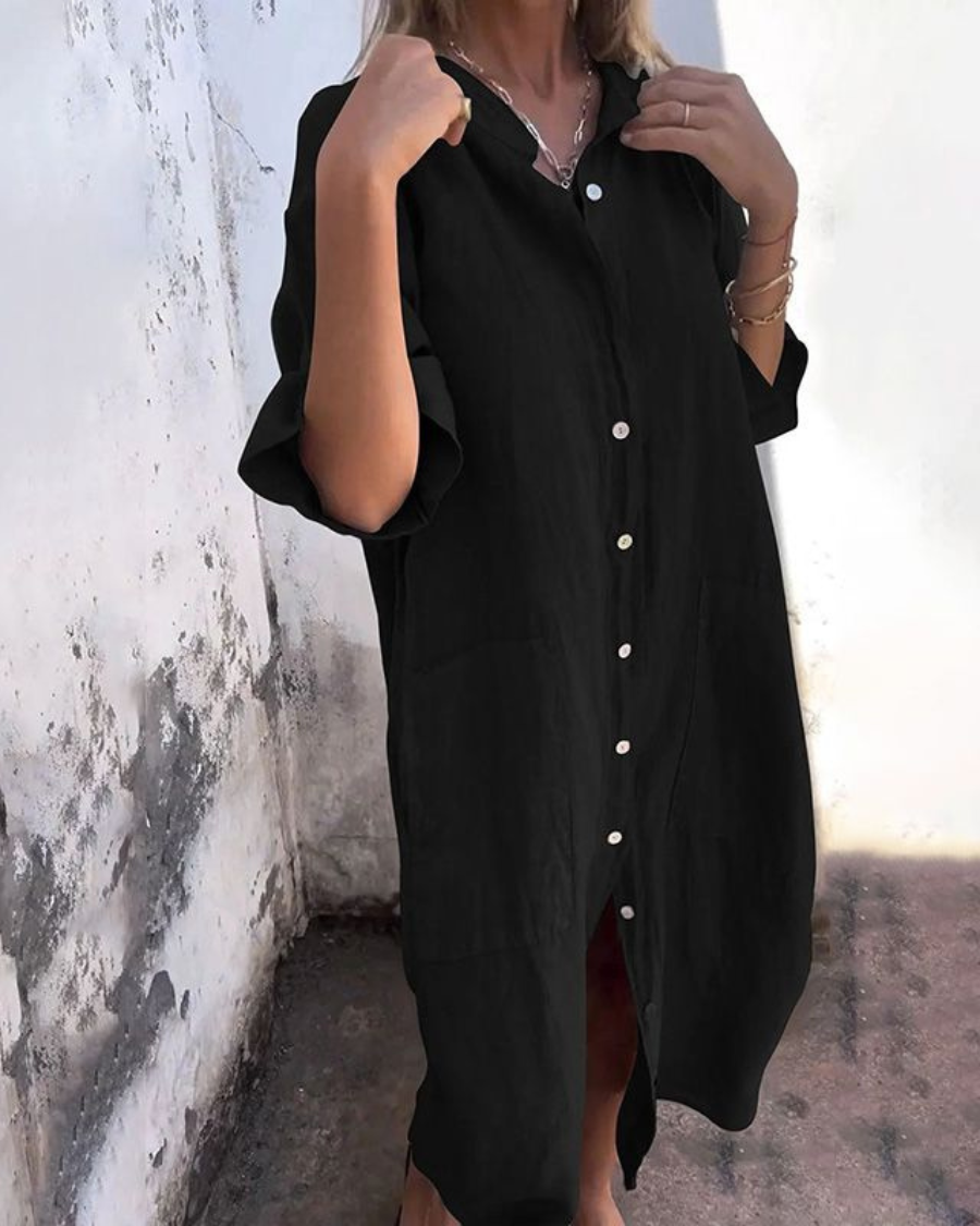 Boho relaxed casual shirt dress for women | Valerie -2