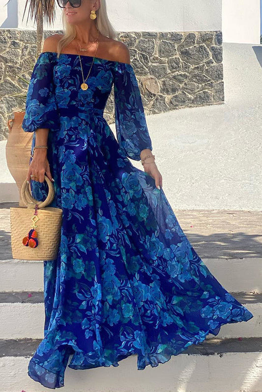 Modern Floral off-shoulder maxi dress for women | Calista
