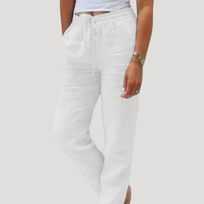 Pleated Lightweight drawstring summer trousers for women | Eleni
