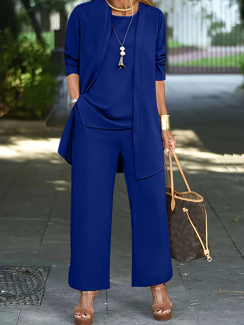 Chic three-piece tailored pant set for women -6