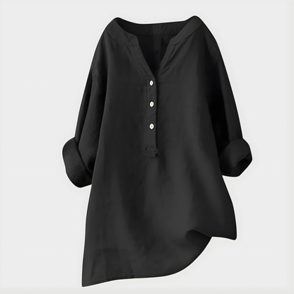 Turtleneck Elegant V-neck blouse with relaxed silhouette for women | Veronique