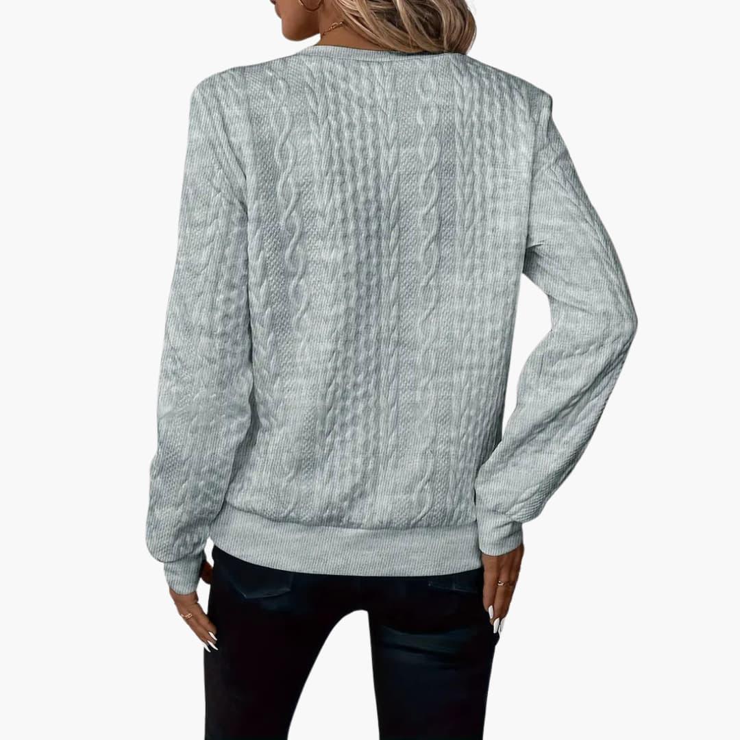 Cable-knit zip-neck pullover jumper for women -6