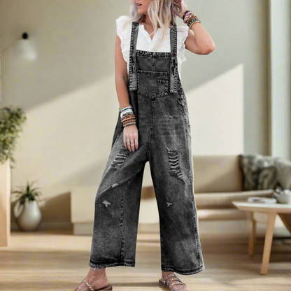 Waisted Vintage wash adjustable jumpsuit for women | Carmelita