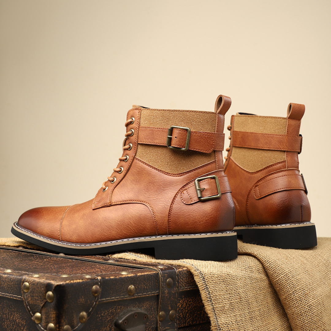 Rugged side-zip leather boots for men | Xavier -5