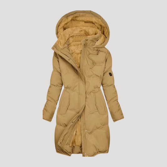 Protected Long hooded winter coat for women | Celeste