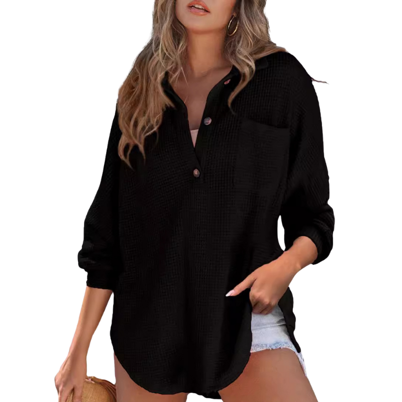 Textured Lightweight V-neck tunic blouse for women | Kathryn