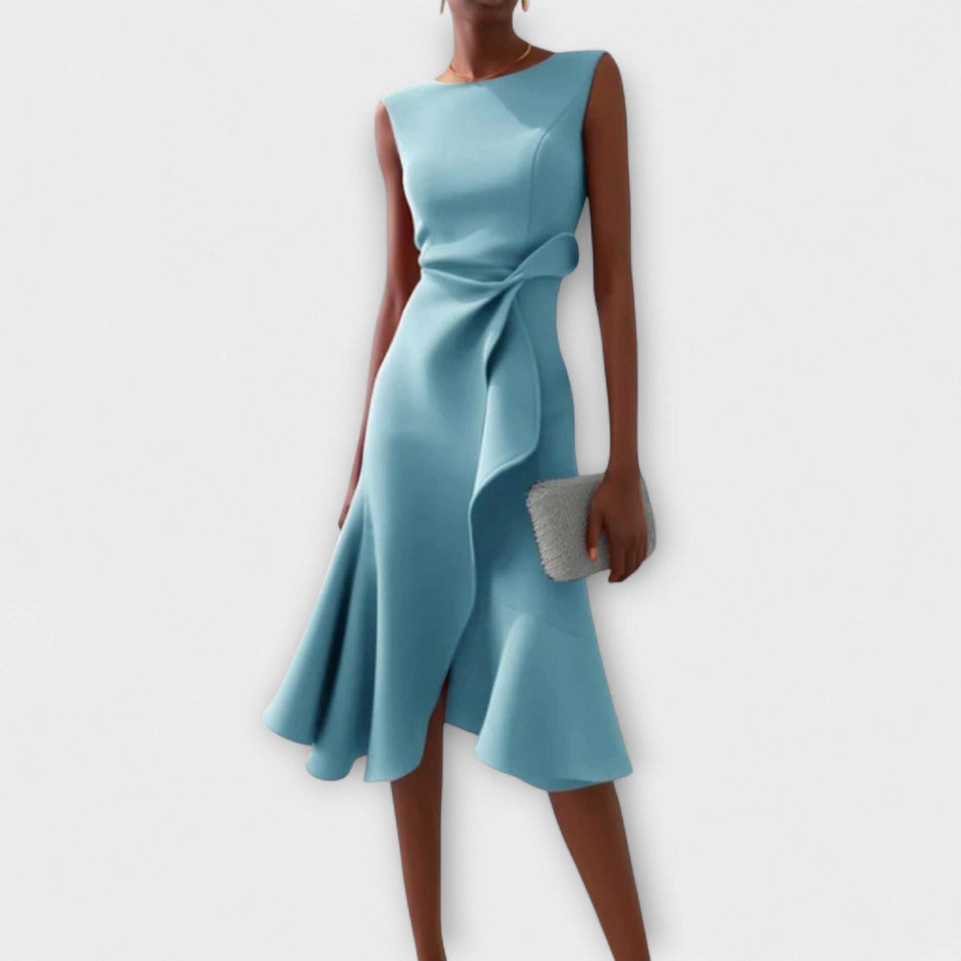 Draped asymmetric everyday midi dress for women | Sheila -4